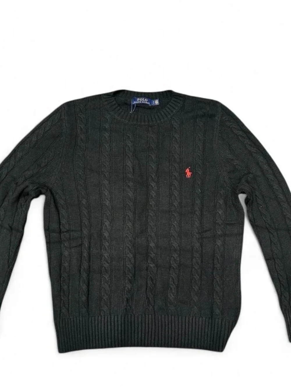 Polo Ralph Lauren Black Cable Knit Crewneck Sweater